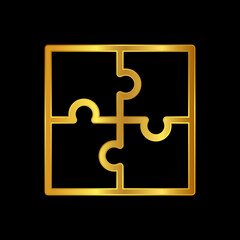 gold puzzle vector icon