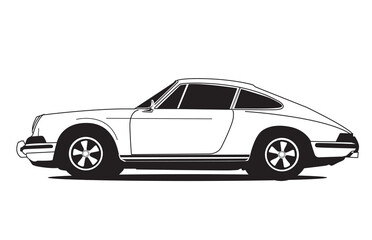 Car silhouette outline illustration black and white style