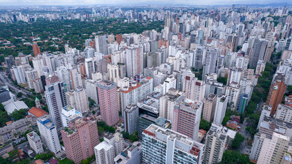 Many buildings in the Jardins neighborhood in Sao Paulo, Brazil. Residential and commercial...