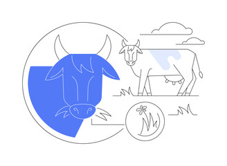 Grass fed beef abstract concept vector illustration.