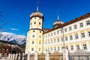 Fotobehang Exterior of Stams Abbey in Stams, Tirol, Austria, Europe © jeeweevh