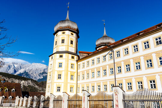 Exterior of Stams Abbey in Stams, Tirol, Austria, Europe