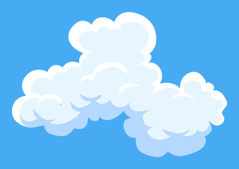 Cartoon clouds. Abstract white cloudscape icon symbol. cloudy landscape or simplicity nature aerial panorama. Round shapes in flat style
