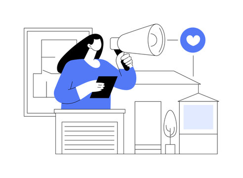 Open house abstract concept vector illustration.