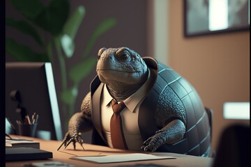 Digital illustration about animal in the office.