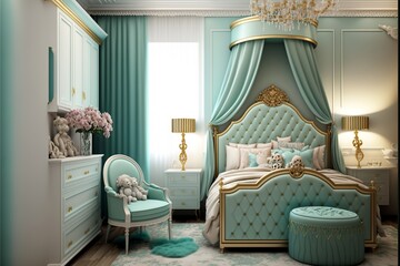 luxury sryle hildren's room interior shiny and sparkling