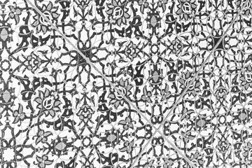 Ceramic floor tiles with abstract pattern gray flower ornament texture background