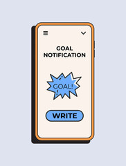Football match goal notification app. Vector illustration