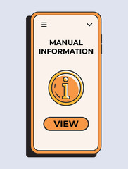 Manual information icon. Info in your phone. Electronic goods technical assistance guide, manual. Vector isolated illustration