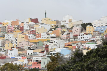 Low angle view of modern buildings in Las Palmas de Gran Canaria