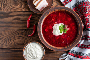 Ukrainian borscht with beets and tomatoes