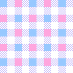 Cute Pastel Square Pink Blue Abstract Shape Element Gingham Mini Check Checkered Tartan Plaid Scott Seamless Pattern Cartoon Vector Illustration Print Background Fashion Fabric Picnic