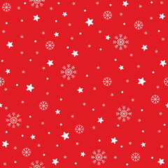 Cute Merry Christmas Star Snow Snowflake Confetti Element Ditsy Sprinkle Sparkle Shine Small Polkadot Spring Line Abstract Colorful Pastel Red Seamless Pattern Background for Christmas Party