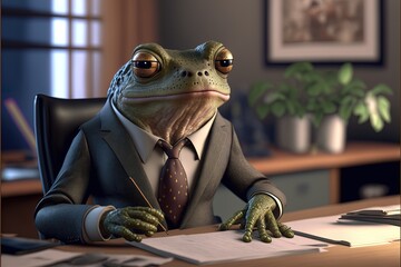 Digital illustration about animal in the office.