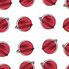 Fototapeta premium Seamless pattern with red texture planet.