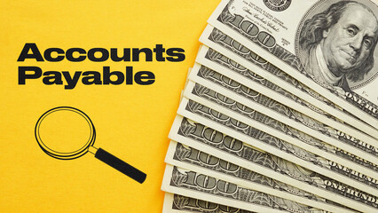 Accounts Payable AP is shown using the text and photo of dollars