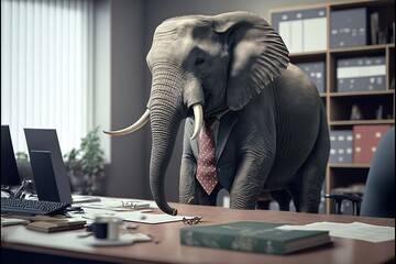 Fototapeta premium Digital illustration about animal in the office.