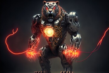 Obraz na płótnie Canvas robot animal with metal muscle strong and futuristic