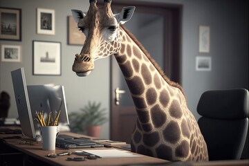 Digital illustration about animal in the office.
