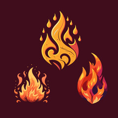 hot fire flame logo icon collection set in vector illustration