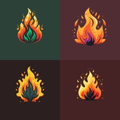 hot fire flame logo icon collection set in vector illustration