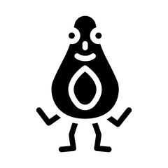 avocado fruit character glyph icon vector. avocado fruit character sign. isolated symbol illustration