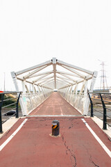 Steel walkway bridge for cyclists and pedestrians