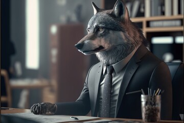 Digital illustration about animal in the office.