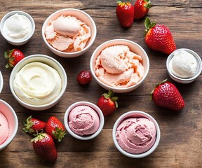strawberry ice cream on the desk