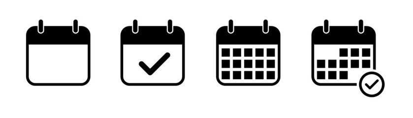 Callendar icon. Calendar planner icon collection. Reminder organizer event signs. Calendar notification icon. Business plan schedule. Stock vector
