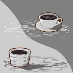 white glass with delicious coffee vector