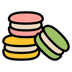 macaron line filled icon