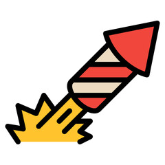 rocket firecracker line filled icon