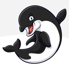 Naklejka premium Cartoon funny killer whale isolated on white background