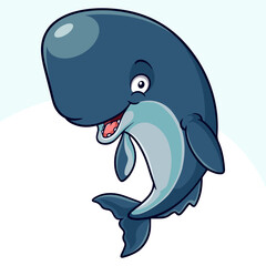 Fototapeta premium Cartoon funny whale sperm isolated on white background