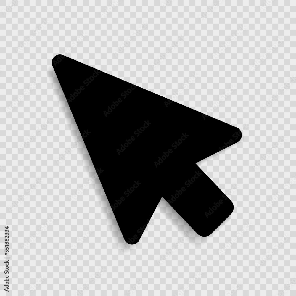 Poster the black icon of the computer mouse cursor pointer on a transparent background. vector illustration