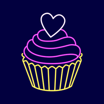 Vector Cute Saint Valentine Cupcake Icon Isolated