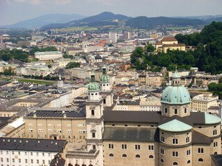 Fototapeta na wymiar Panoramic view of the city on a summer day. Salzburg. Austria.