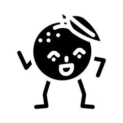 Obraz premium orange fruit character glyph icon vector. orange fruit character sign. isolated symbol illustration