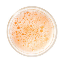 Orange sparking soft drink with bubbles and foam. Png isolated with transparency