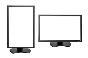 PC monitor in vertical (full page) and horizontal orientation. Isolated png with transparency - 551886147
