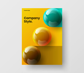 Modern front page vector design concept. Minimalistic realistic balls company brochure illustration.