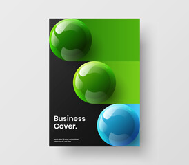 Colorful realistic balls front page illustration. Vivid banner A4 design vector layout.