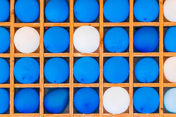 Blue sky cold color helium object balloons background for playing darts game