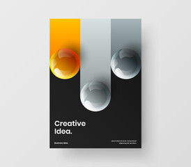 Premium placard A4 design vector template. Simple 3D balls corporate identity illustration.