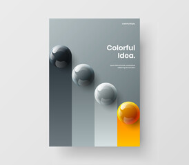 Bright 3D spheres corporate cover concept. Creative handbill vector design layout.