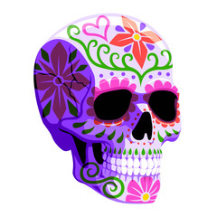 Fototapeta premium Vector Mexican Ornamental Traditional Skull Isolated