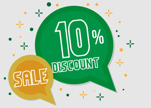 10% off sale. Balloon decorated for promotion and sale of products. Vector design for business