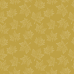 Set of oak leaves seamless patterns. Vector graphics