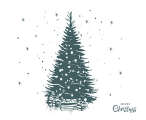 Christmas tree set, Hand drawn illustrations.	
